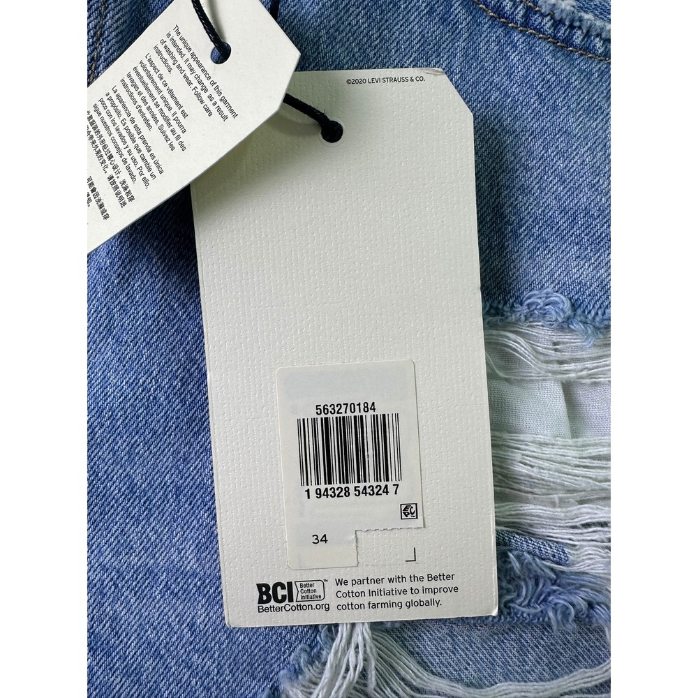 NWT Levi's Premium 501 Shorts Sz 34 Distressed Light Wash High Rise Denim Cutoff - Picture 5 of 16
